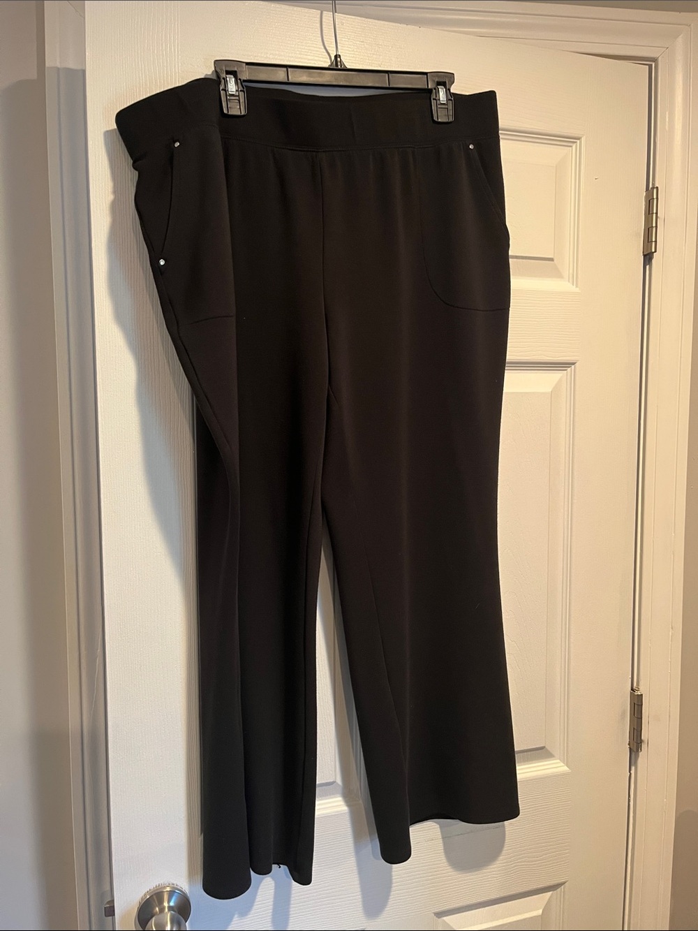 Women's Black Ponte Pull-On Wide-Leg Pants